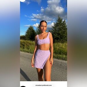 Strawberry milk mob Purple Two-Piece Set